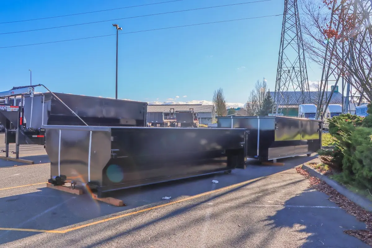Roll-off dumpster ready for waste disposal at job site for Construction Dumpster Rental in New Hempstead